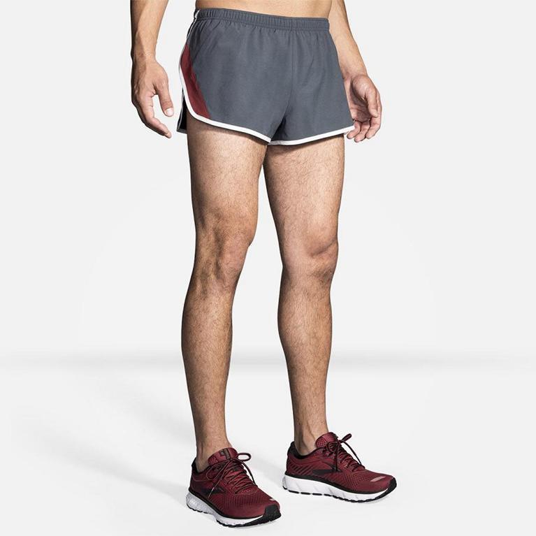 Brooks Men's Go-To 2 Split Running Shorts - Grey (MZKV39621)